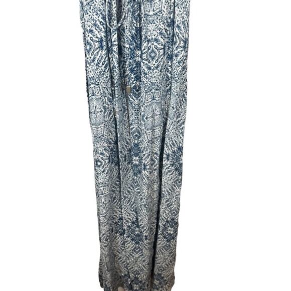 Love Stitch Blue & White Print Strappy Comfortable Long Maxi Dress Women Sz M - Picture 4 of 14